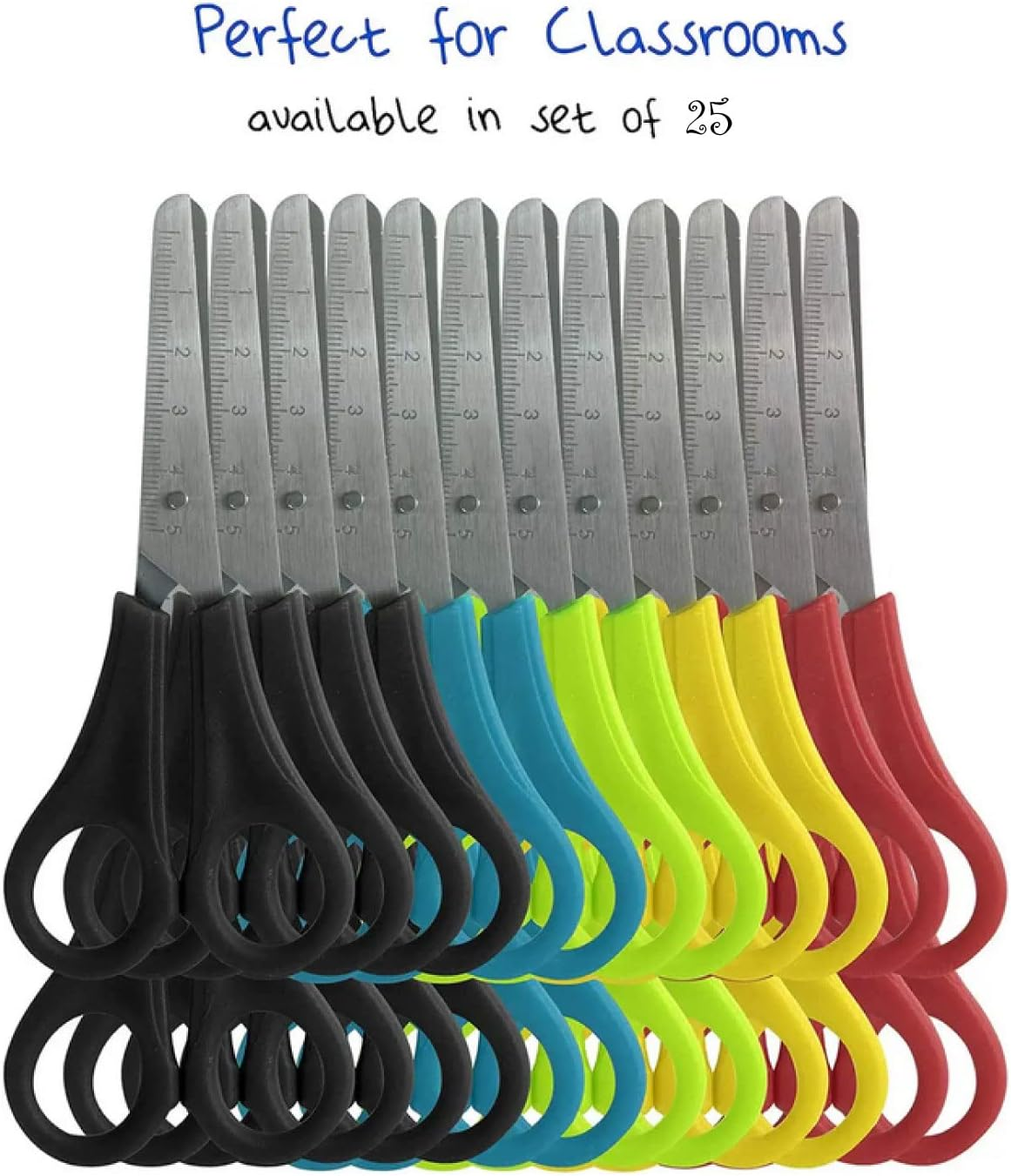 25 Pack Bulk Kids Scissors 5 Inch Blunt Tip Small Safety Classroom Scissors for School and Craft Projects (25 Pack) image number 1