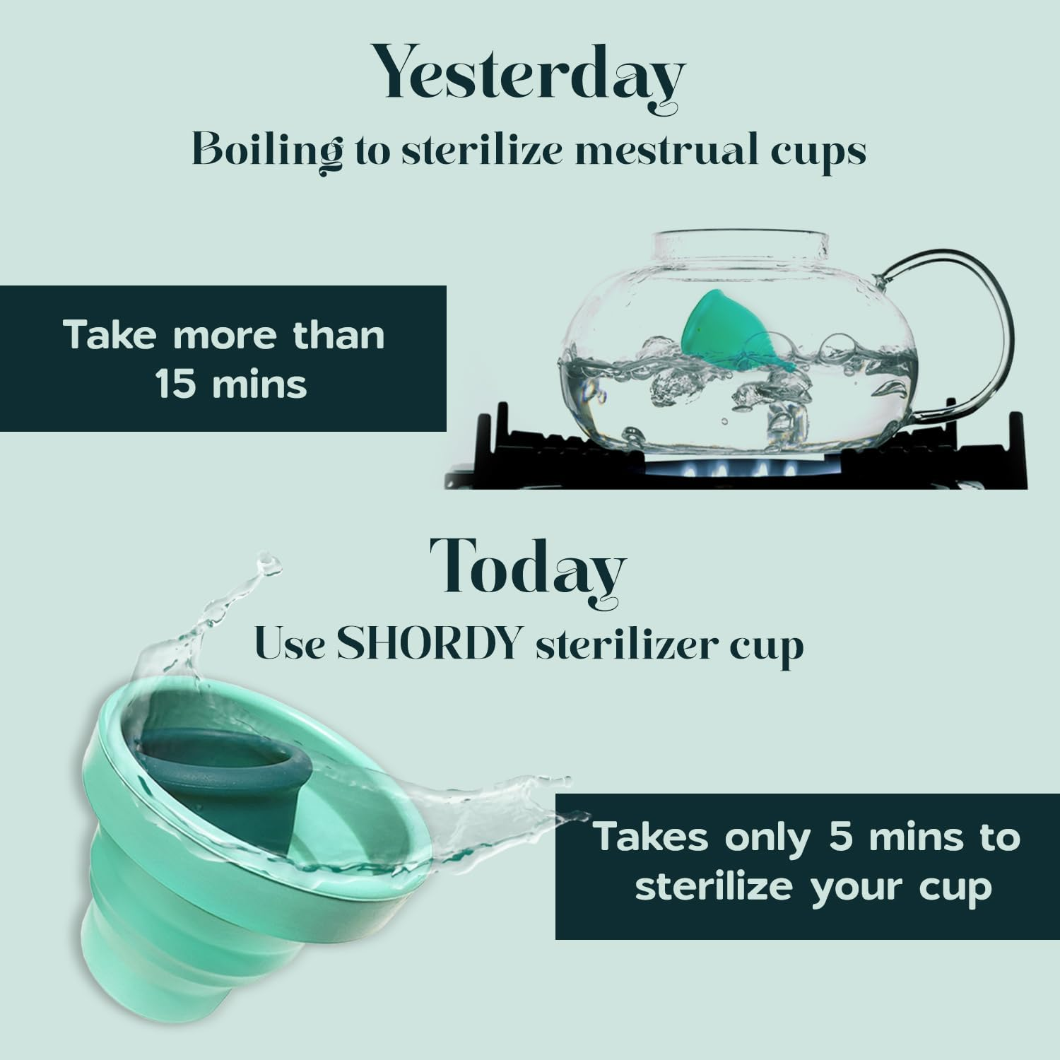 SHORDY Menstrual Case Holder for Sterilization, Collapsible Silicone Container - Boil, Sterilize & Store Your Period Cups, Microwave-Friendly & Foldable, Sustainable & Compact, Ideal for Travel image number 1