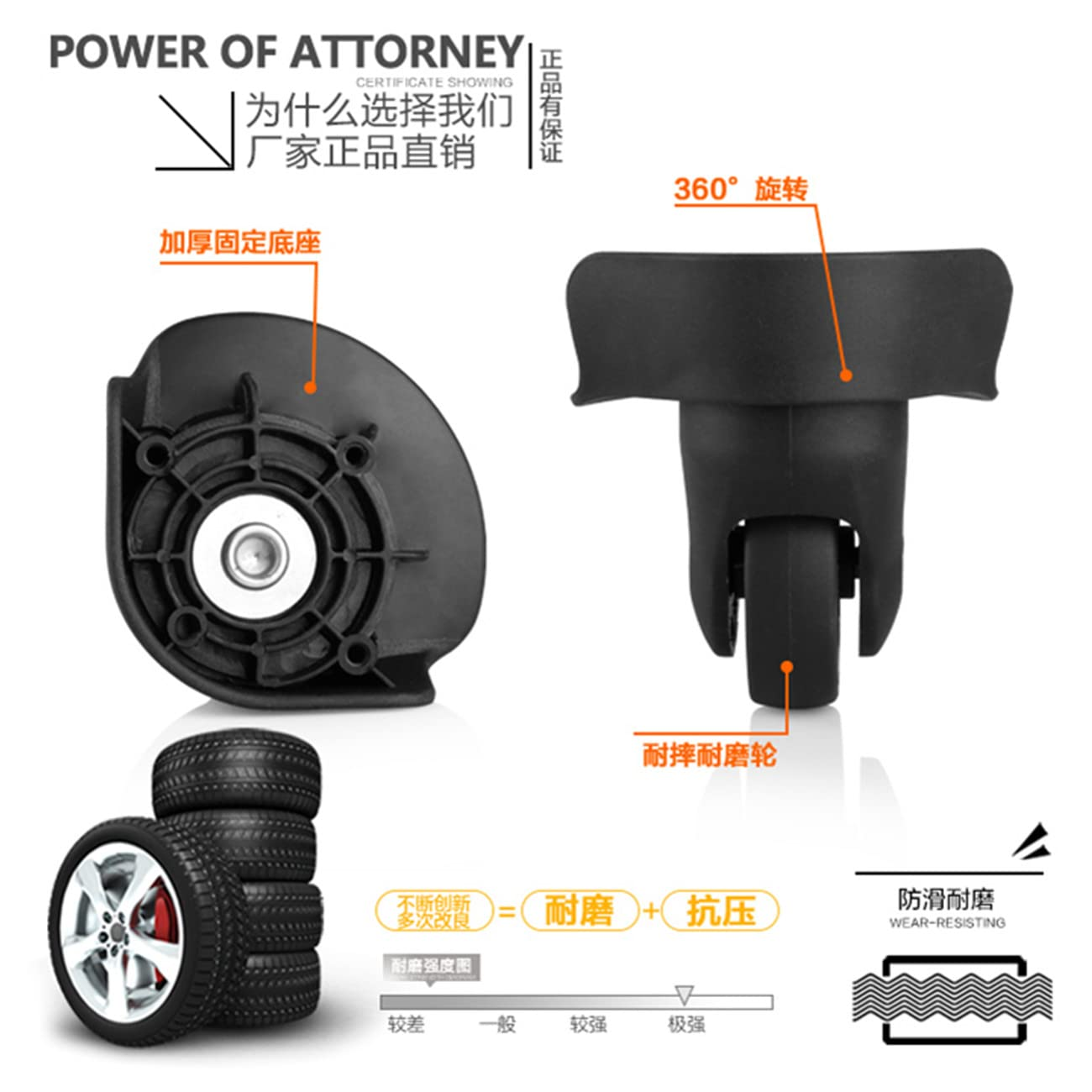 Alturn Wheels for Suitcases, Caster Wheels Replacement for Suitcase Casters, Luggage Wheels Replacement (DL-W064L) image number 2