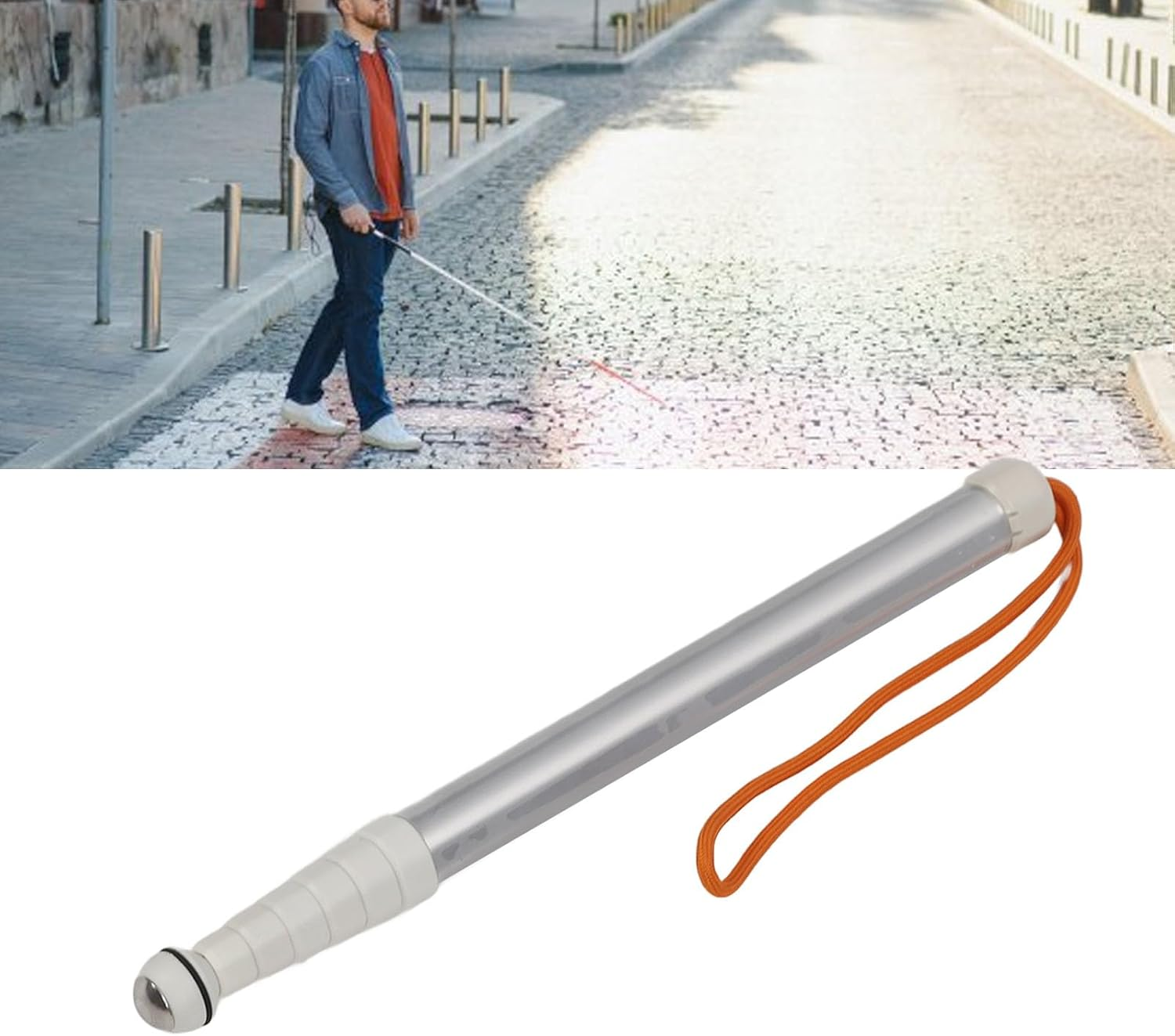 Blind Cane Stick, Telescopic Blind Cane, Blind Cane Mobility Stick, Reflective Red and White Cane for Visually Impaired Men and Women image number 6