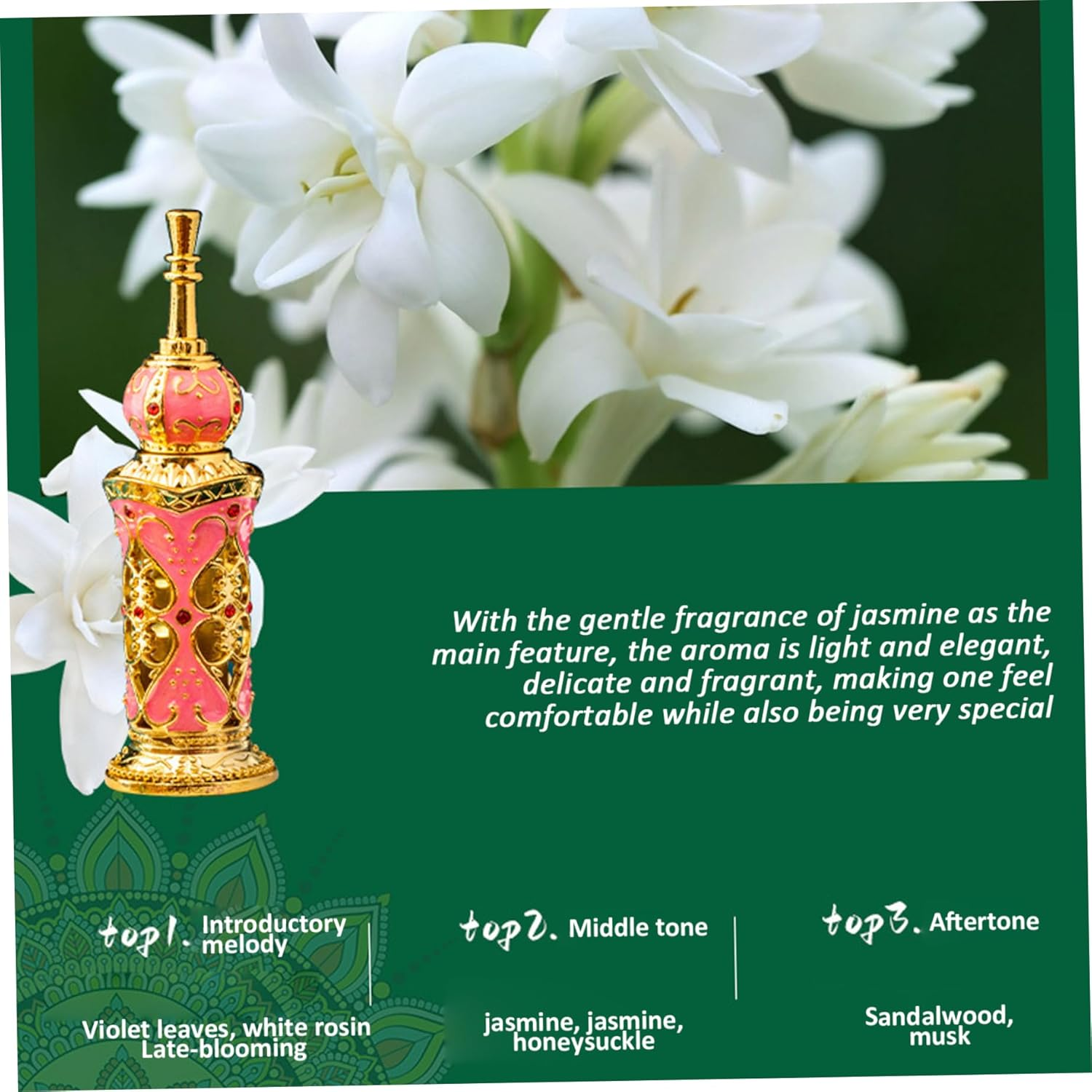 Arabic Perfume Oil, 15Ml Long Lasting Fragrance Dubai Perfume with Luxurious Plastic Bottle for Women, Home Decor image number 2