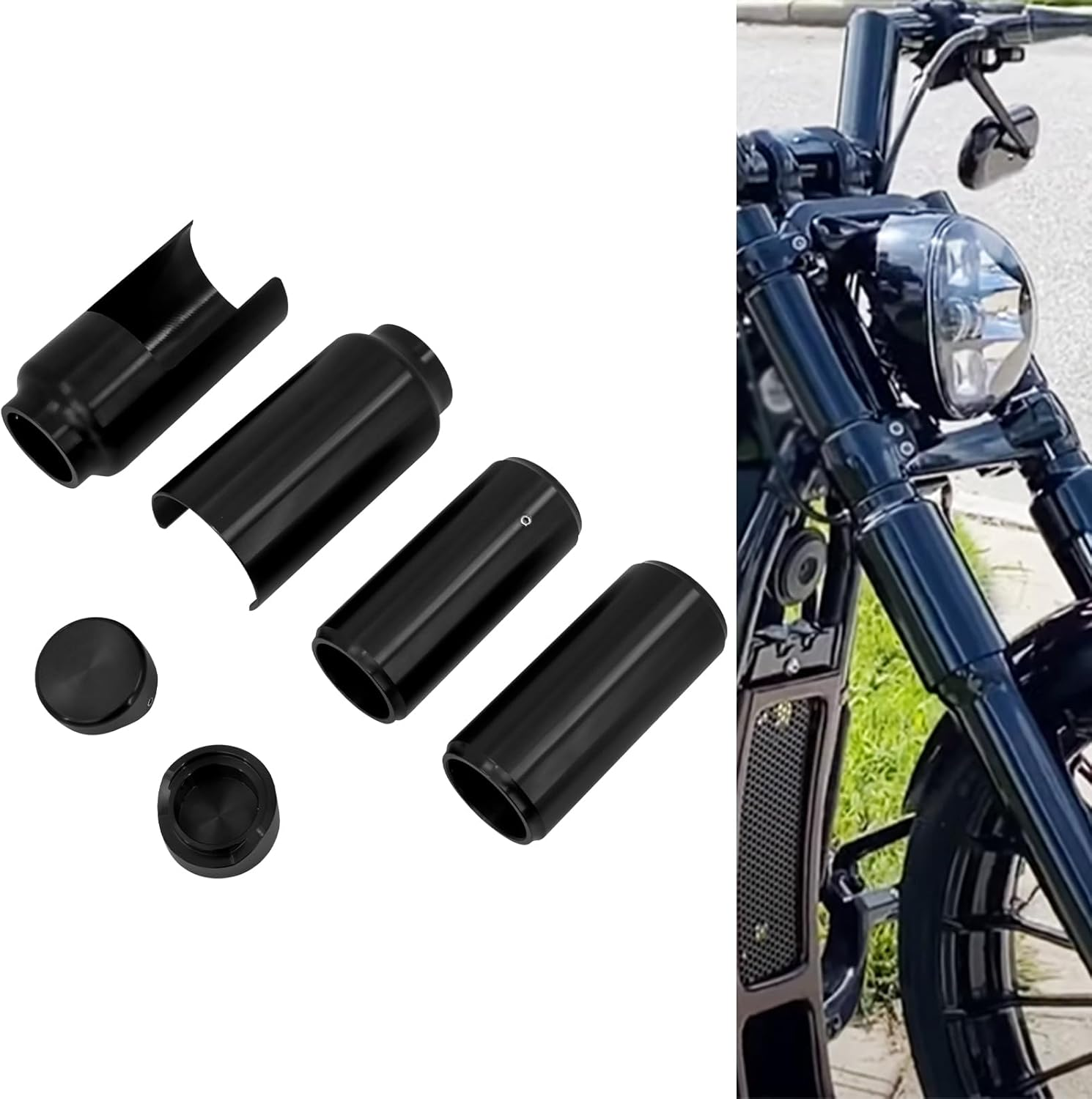 Motorcycle Front Fork Cover Set Tube Cap Kit Fit for Harley Softail Breakout FXBR FXBRS 2018-2023
