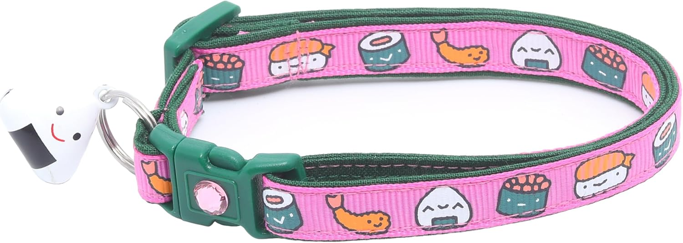 Sushi Cat Collar with Onigiri Bell | Adjustable Large Size or Kitten Collar | Safety Breakaway Collarr (Large(10Lbs & Up), Ginger) image number 3