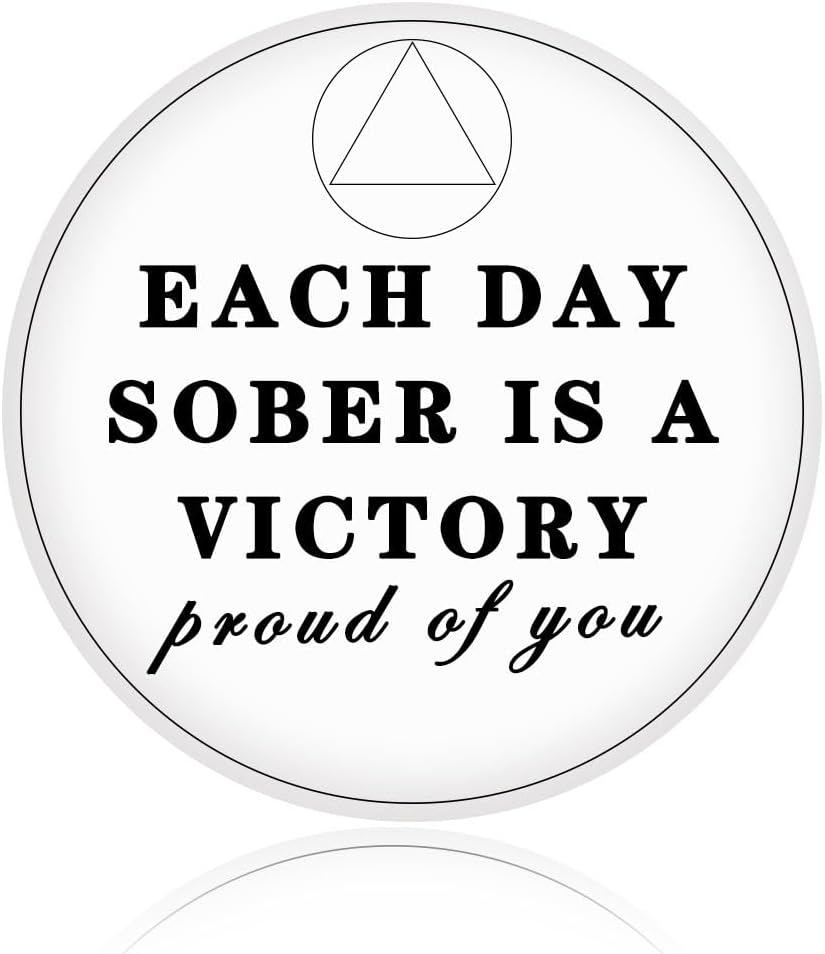 1 Year Sobriety Chip, One Day at a Time AA Chips and Medallions - Sobriety Recovery Coin Sober Token for Alcoholics Anonymous Recovery Sobriety Gifts