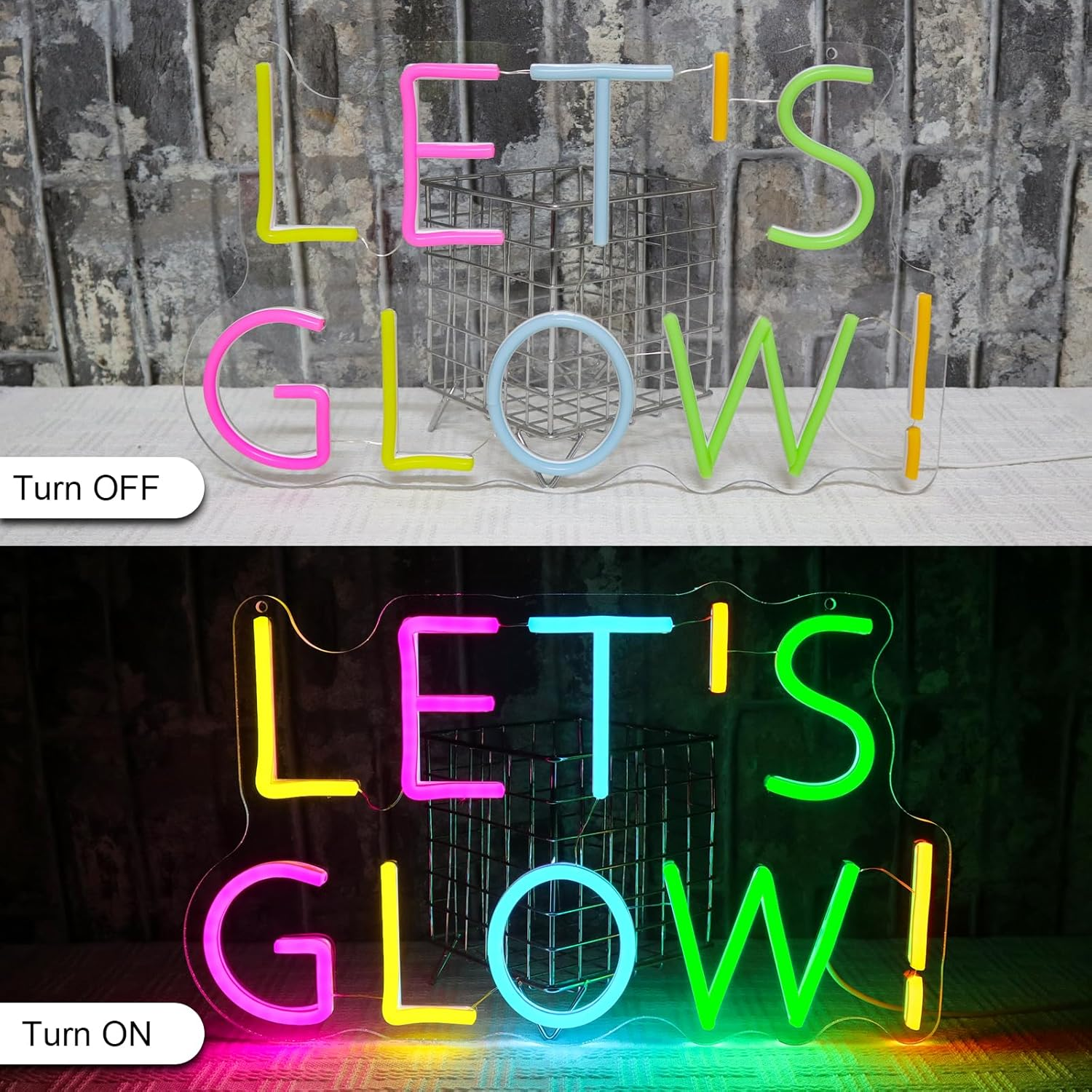 OYCGZV Let'S Glow Neon Sign, Let'S Light up LED Neon Sign Wall image number 3