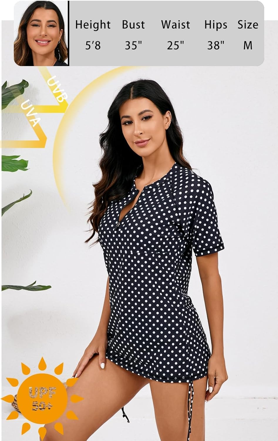 Halcurt Women UPF 50 Rash Guard Striped Long Sleeves Bathing Tops Surf Sun Shirt image number 3