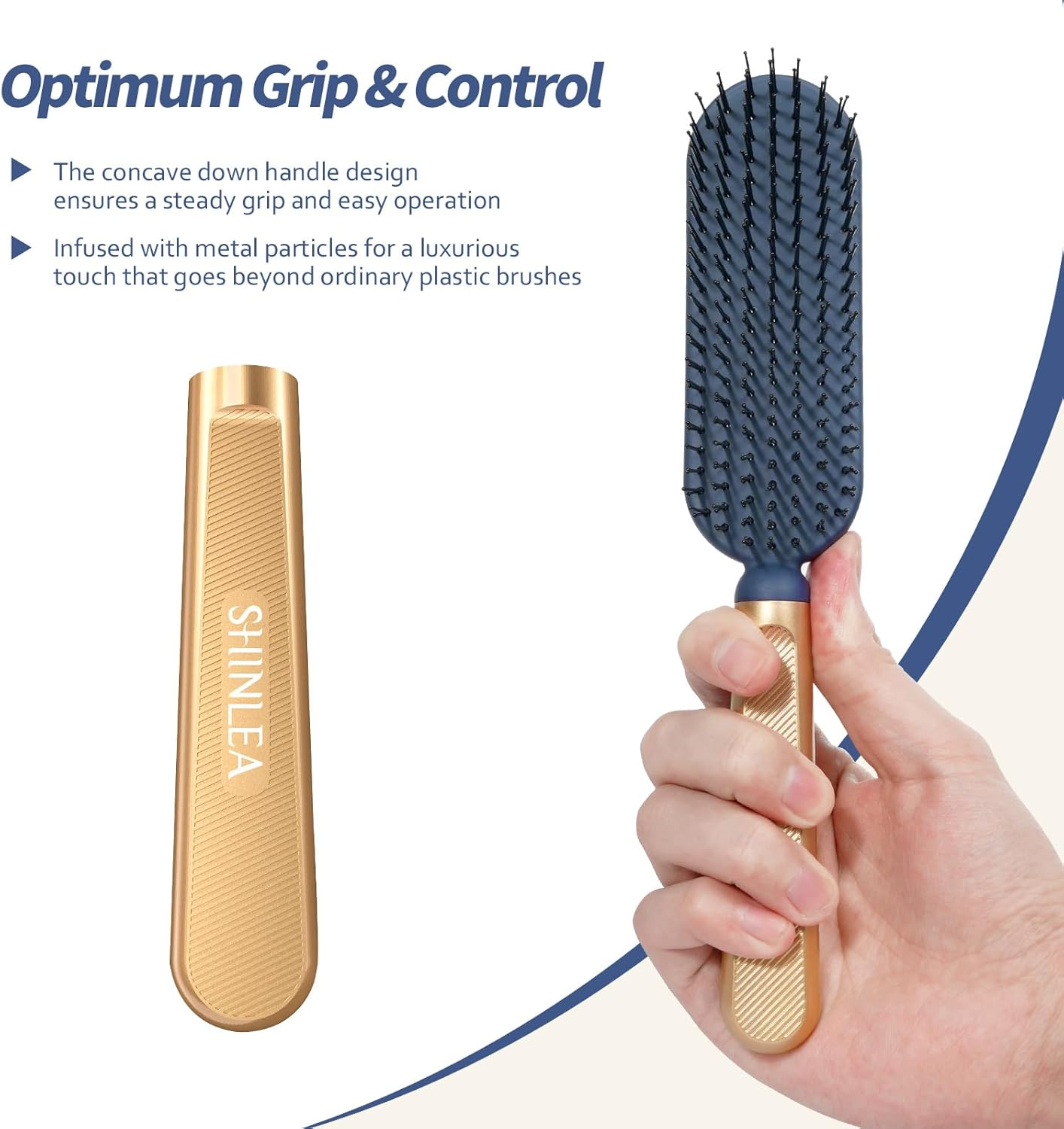 SHINLEA Detangler Fine Hair Brush, Massaging Scalp Hairbrush for Long Thin Curly Wavy Dry or Damaged Hair, Reduces Breakage, Eliminates Knots, Ball Tipped Bristles Hair Brush for Wet & Dry Hair image number 5