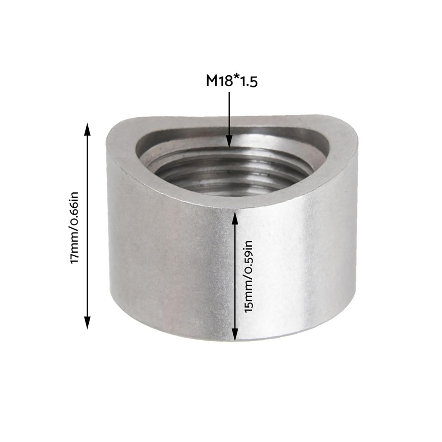 MAX COOL 1PCS M18X1.5 O2 Oxygen Sensor Curve Notched Nut Bung 304 Stainless Steel image number 4