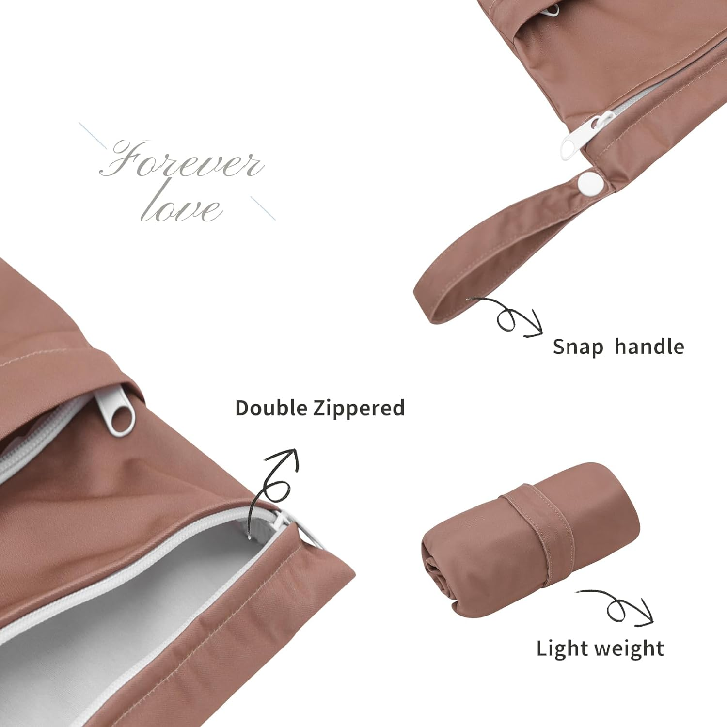 ALVABABY Wet Dry Bags 3Pcs Waterproof Reusable with Two Zippered Pockets Travel Beach Pool Daycare Soiled Baby Items Yoga Gym Bag for Cloth Diaper Swimsuits or Wet Clothes 3L-ZM12-AU