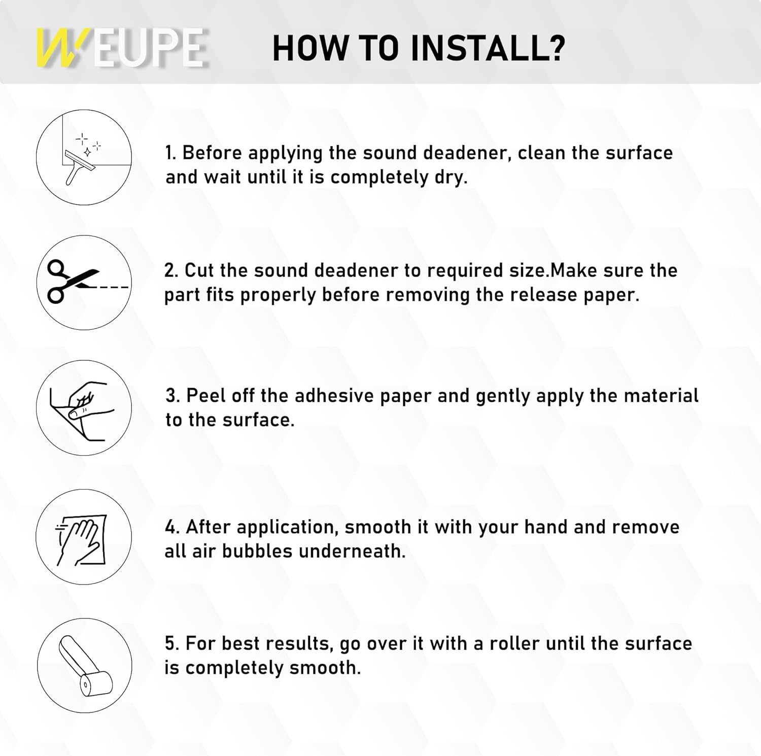Sound Deadening Mat for Cars, 80 Mil 5 Sqft, Butyl Automotive Sound Deadener, Noise Insulation Dampening Material for Car Trunk, Speaker, Door, Floor and Ceiling, Silver image number 5