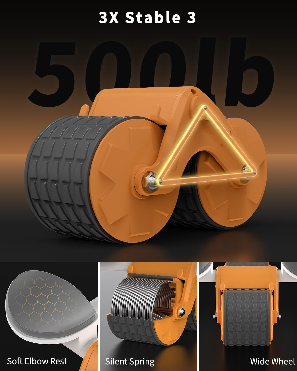 Ab Roller Wheel, Automatic Rebound Abdominal Wheel for Difficult Abdominal & Core Strength Training, Abs Roller Elbow Support Rebound Abdominal Wheel for Men Women&hellip; image number 1