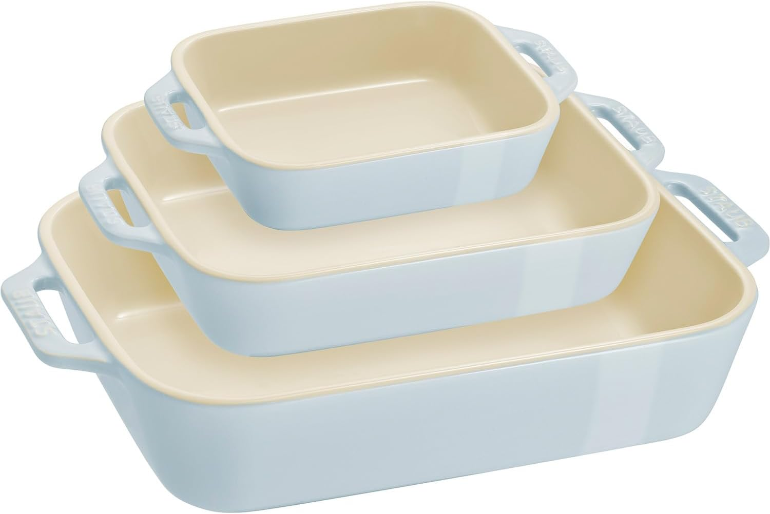 Staub Rectangular Dish Z1025-100 (14 X 11 Cm / 20 X 16 Cm / 27 X 20 Cm) 3-Piece Set, Macaroombre, Ceramic Set, Au Gratin Dish, Oven Safe image number 2