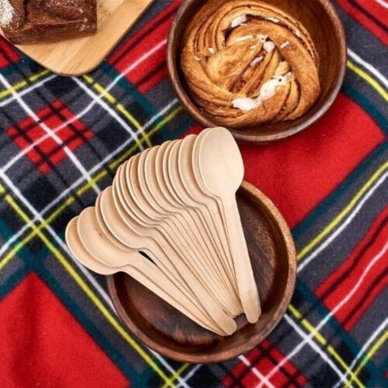 100/200PCS Wooden Cutlery Set Disposable Bamboo Wood Bulk Buy Forks Spoons Knives Party Eco - Perfect for Parties, Weddings & Daily Use image number 5