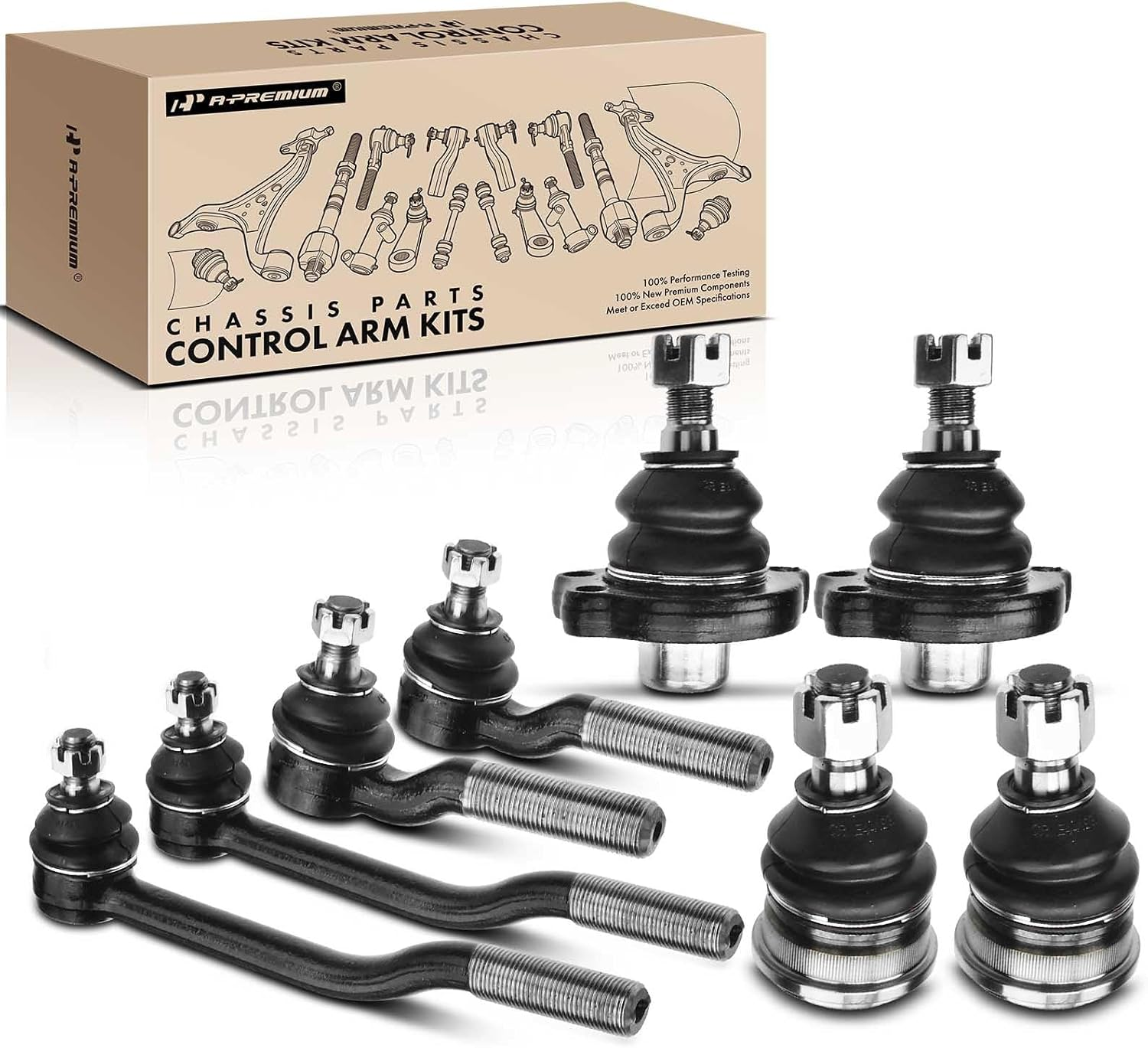 A-Premium 8Pcs Front Suspension Kit Inner Outer Tie Rod End Ball Joint Automotive Replacement Parts Compatible with Nissan D21 1986-1994 Pickup 1995-1997 RWD image number 3