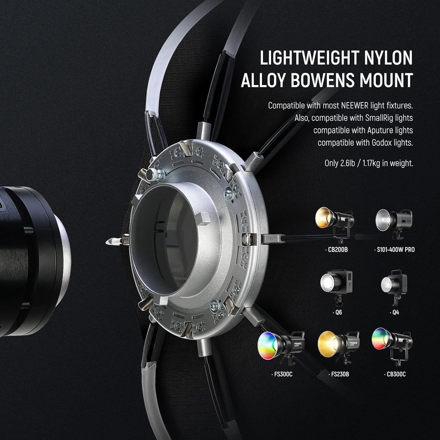 NEEWER Basics Octagonal Softbox Kit for Studio Photography Video Recording Streaming, 25.6"/65Cm Quick Release Bowens Mount Softbox/Grid/Light Diffusers for Continuous Lighting & Strobe Flash, NS33P image number 3