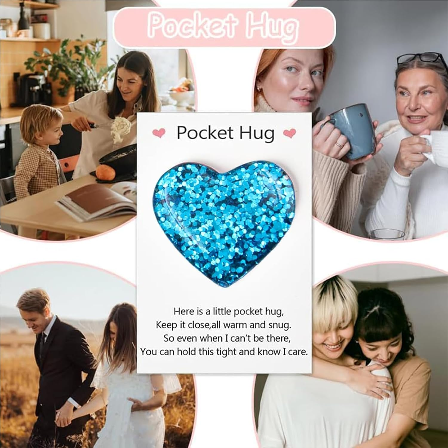 3 PCS Pocket Hug, Set of 3 Colourful Pocket Hugs in Purple, Blue and Multicolour, Emotional Support for Long Distance Relationships, Graduation, More, a Heartfelt That Symbolises Love image number 5
