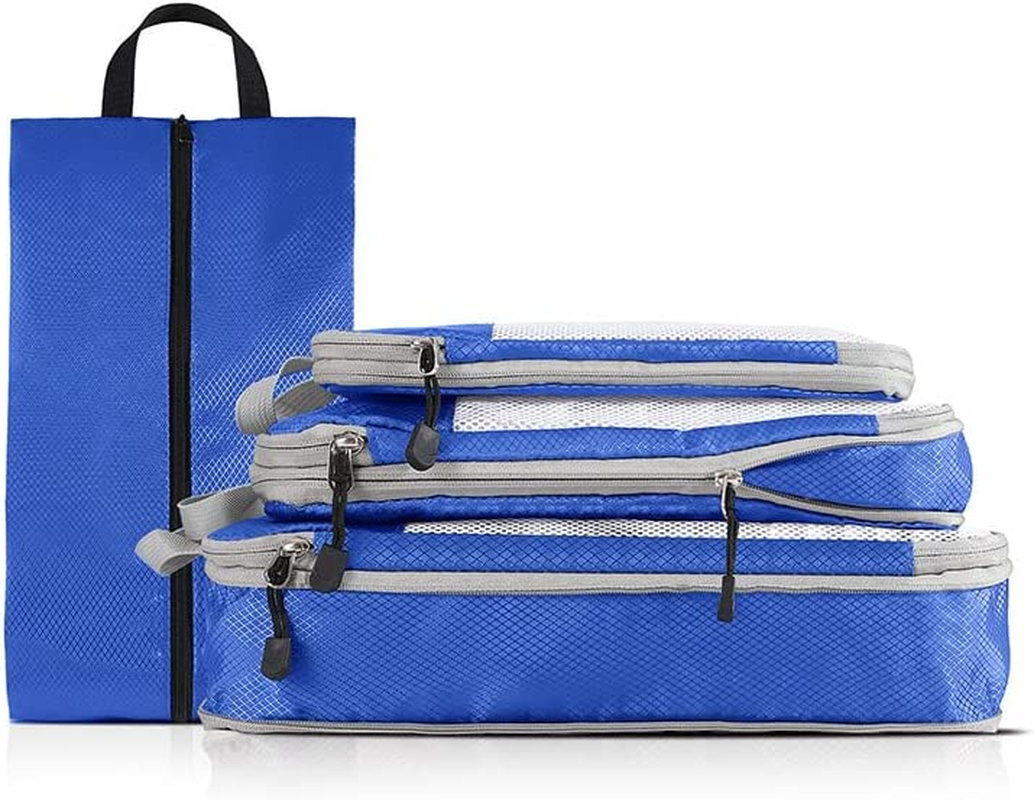 4 Set Compression Packing Cubes for Travel，Ultralight Travel Packing Cubes Set,Travel Gear Accessories (Black)