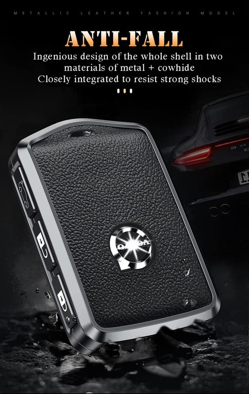 HIBEYO Alloy Leather Texture Car Key Fob Cover with Keychain Fits for Volvo XC90 XC60 XC40 S60 S90 V60 Polestar 1 T5 Car Key Case Cover Jacket Smart Remote Car Key Holder Key Shell 3 Button Blue image number 6