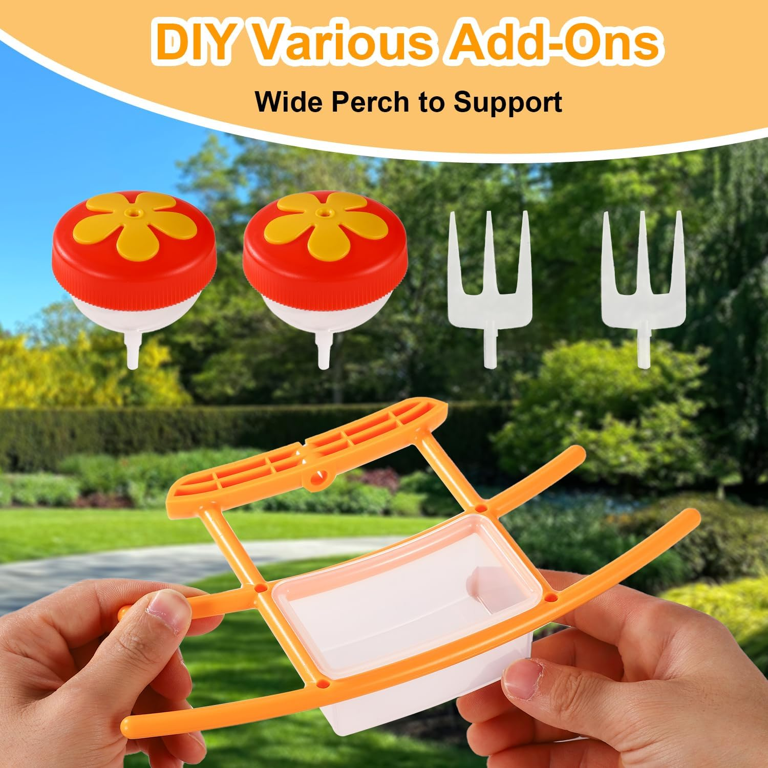 Smart Bird Feeder Accessory Set for NETVUE Birdfy Feeder, Smart Bird Feeder Perch with Add-Ons Including Water Bowl Jelly Holder Fruit Holder Suitable for All Birds image number 6