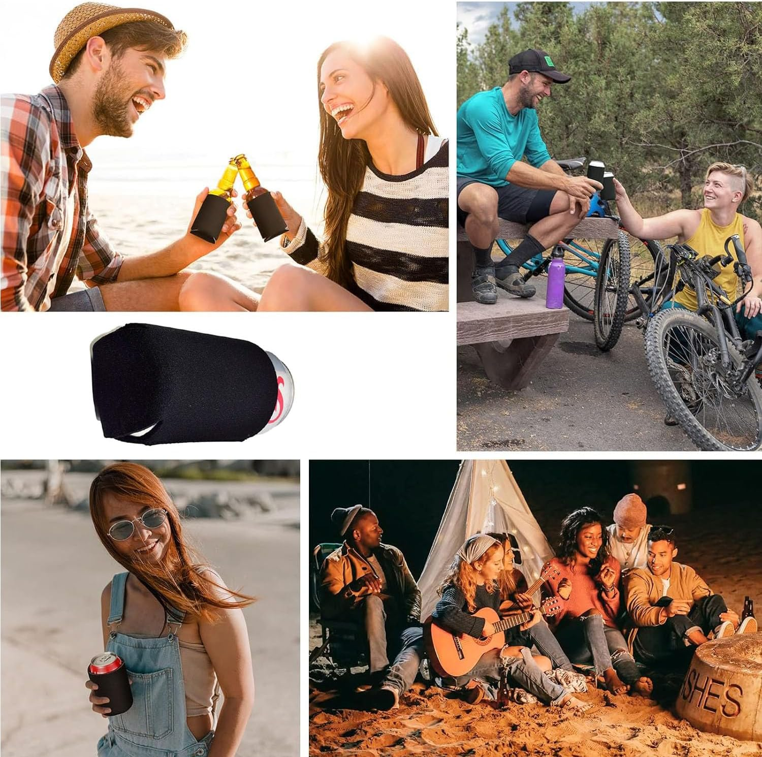 Paifeancodill Blank Beer Can Coolers Sleeves, 50 Pcs Soft Insulated Beer Can Cooler Sleeves, Foldable Blank Can Stubby Cooler Holder Sleeve Sublimation Heat Transfer, Reusable Black Bulk Can Sleeve image number 5