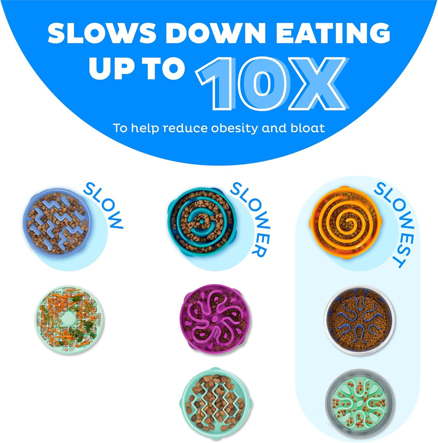 Outward Hound Fun Feeder Stainless Steel Slo Bowl Slow Feeder Dog Bowl with Removable Maze Insert, Medium, 2 Cups, Metal, Silver Gray image number 2