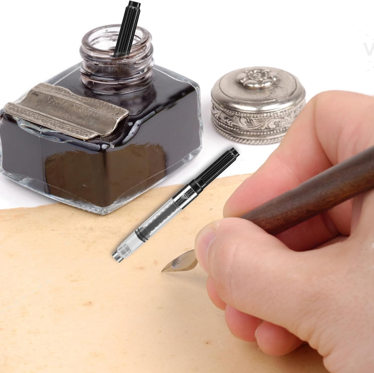 20 Pcs Refillable Universal Fountain Pen Ink Converter Screw-In Style, International Fountain Pen Ink Cartridge Converter, Standard Ink Converter Tool Fit for Most Pens (Caliber 2.6 Mm) (20) image number 3