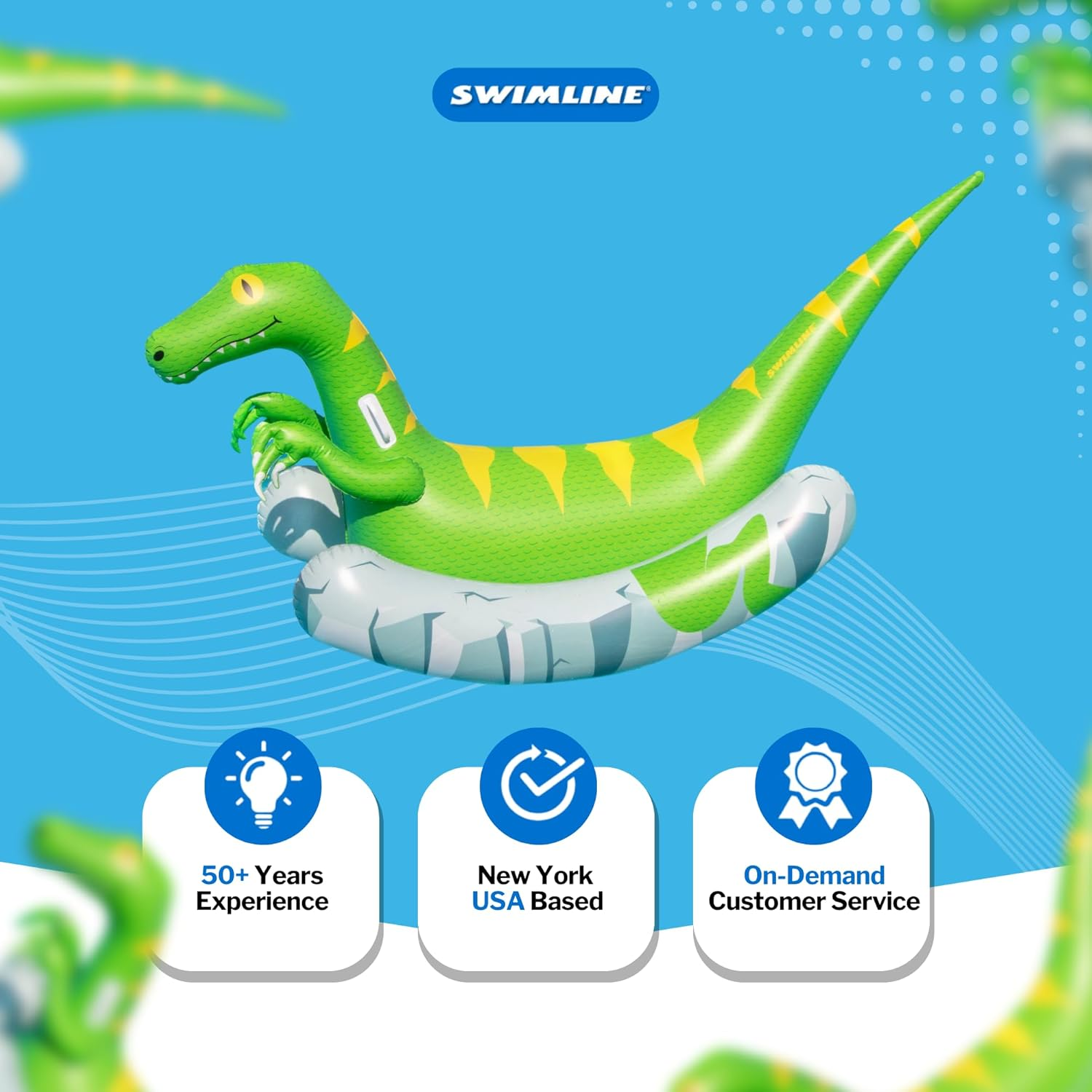 Swimline Original Rocker Raptor Rocking Pool Float Toy | with Easy to Grab Handles and Curved Stabilizing Side Bolsters | for Kids and Adults | for Beach Ocean Pool Lake | Heavy Duty PVC image number 5