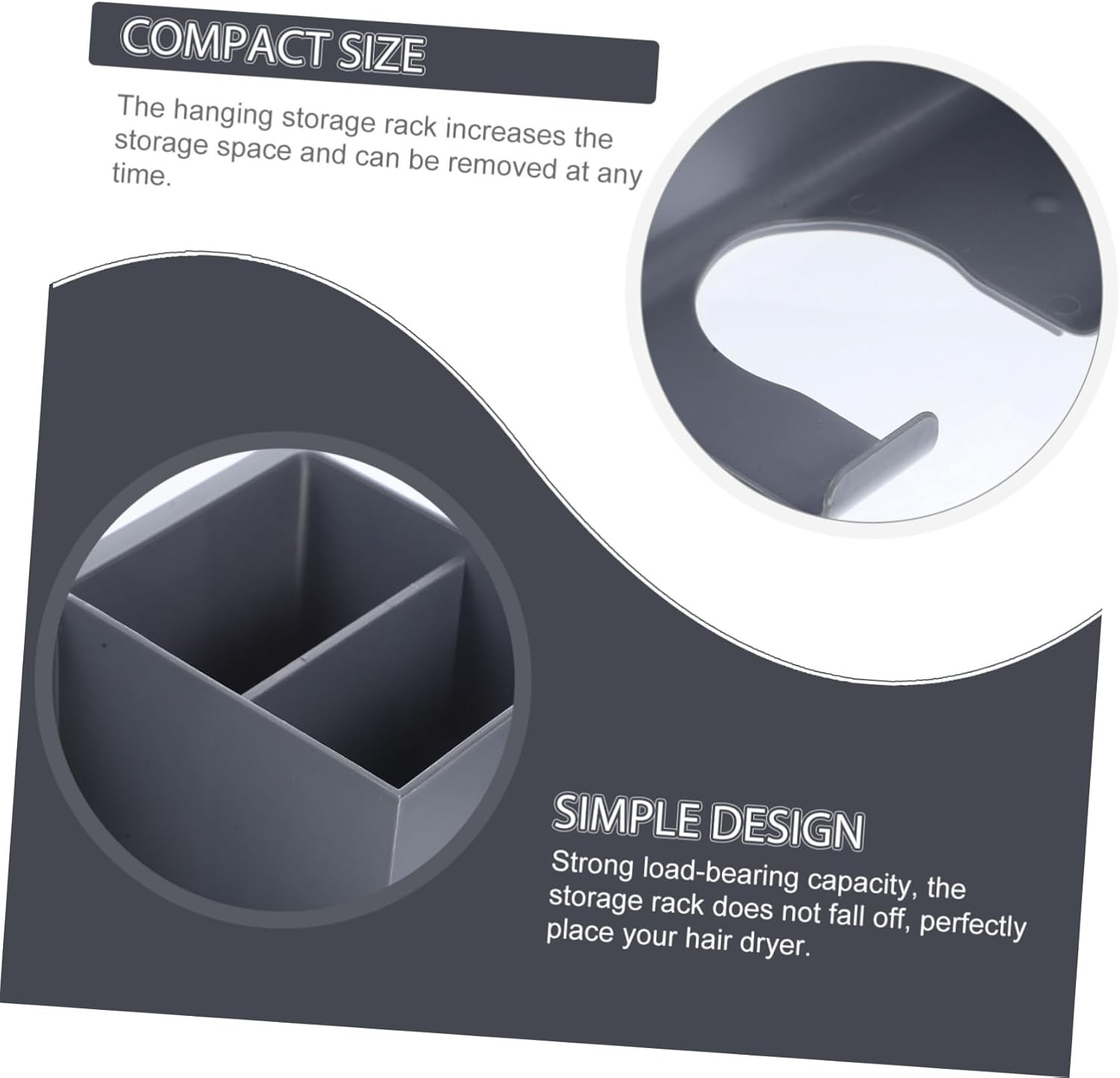 Outanaya Wall Mount Hair Dryer Holder Self-Adhesive Hair Tool Rack for Bathroom image number 3