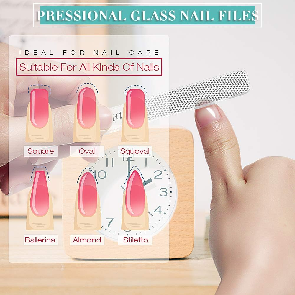 Glass Nail Shiner - DRMODE 2PC Upgrade Nail Buffers Nano Glass Nail Files Polisher Professional Crystal Manicure Tools Kit for Natural Nails image number 2