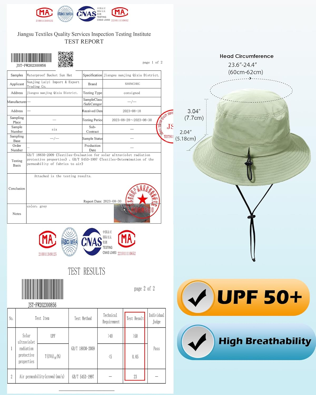 Waterproof Bucket Hat for Women Men Rain Hat UPF 50+ Wide Brim Boonie Sun Hat Foldable Summer Floppy Beach Fishing Safari Hat - Black image number 2