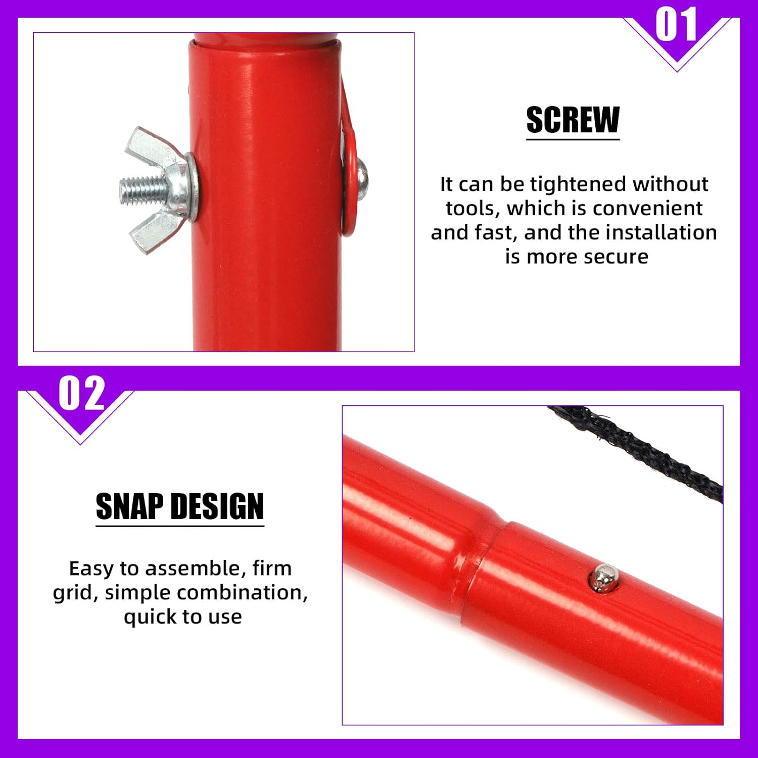 Swpeet Duarble Foldable Football Training Rebounder Net with Thickened Tube and Rope Assortment Kit, Training Soccer Kickback Target Goal Net Perfect for Backyard Soccer Practice and Soccer Training image number 4