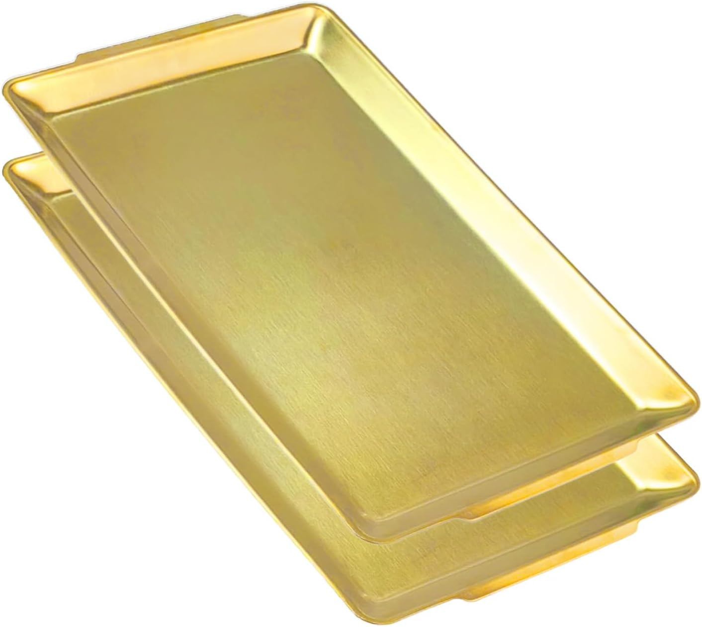 ANQIAHOME 40 X 24 Cm Large Serving Platters, Stainless Steel Heavy-Duty Large Serving Trays, Gold Rectangular Plates for Food, Fruit, Party, Wedding, Christmas, Chip and Scratch Resistant