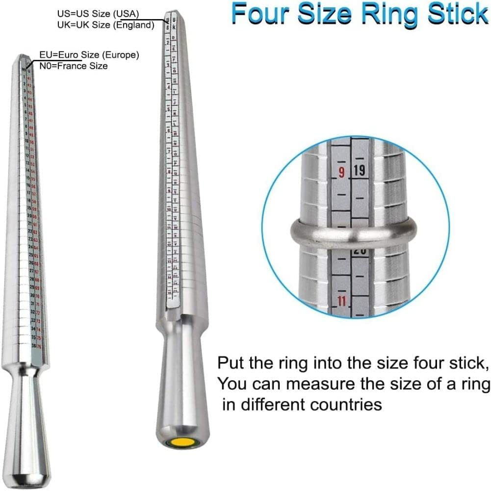 Ring Sizer Measuring Tool Set, Plastic Ring Mandrel & Metal Ring Sizer Finger Gauges, US Size European Size Ring Stick for Jewelry Making Measuring image number 5