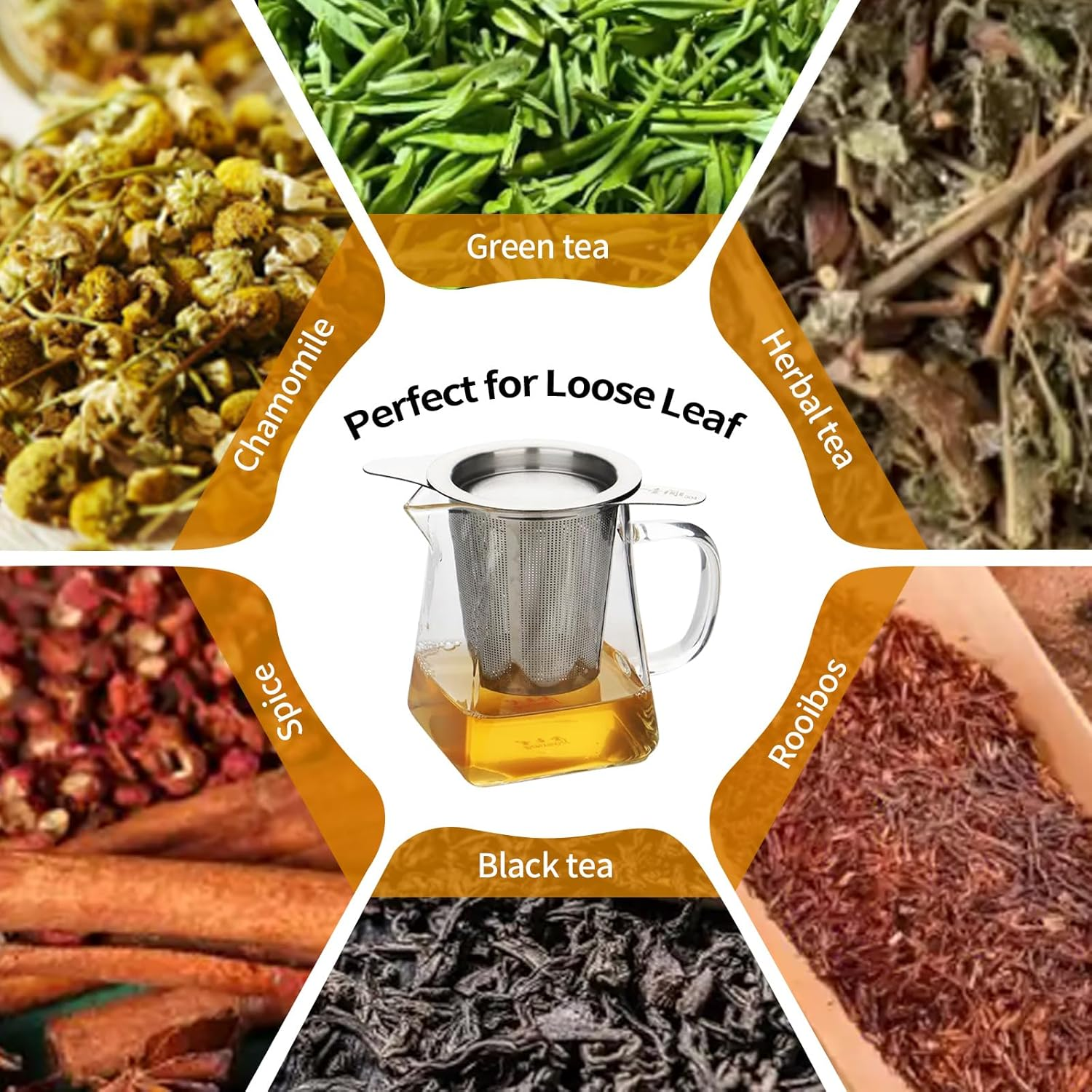 Universal Tea Infuser with Lid Stainless Steel Filter Fits Mugs Cups Teapots Food Grade image number 5