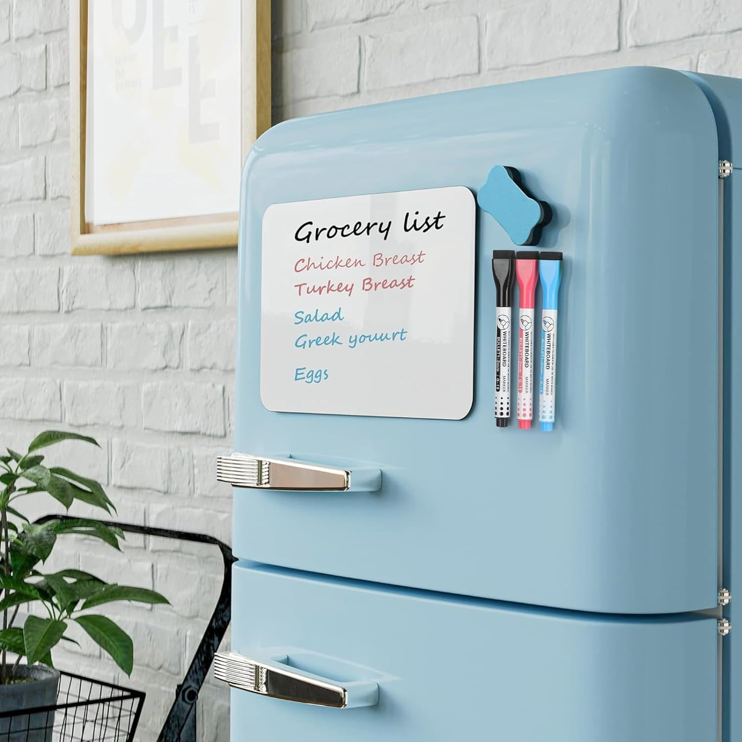 Maxgear Small Magnetic Dry Erase Board Sheet for Refrigerator, Fridge Whiteboard for Kitchen, 12" X 8" White Board Organizer and Planner with Stain Resistant Technology, Include 1 Eraser, 3 Markers image number 4