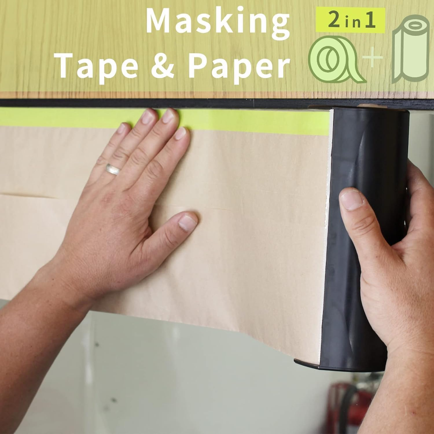 Pre-Taped Masking Paper for Painting - 45CM*15M Tape and Drape Painters Paper, Paint Adhesive Protective Paper Roll for Covering Skirting, Frames, Cars and Auto Body (3) image number 4