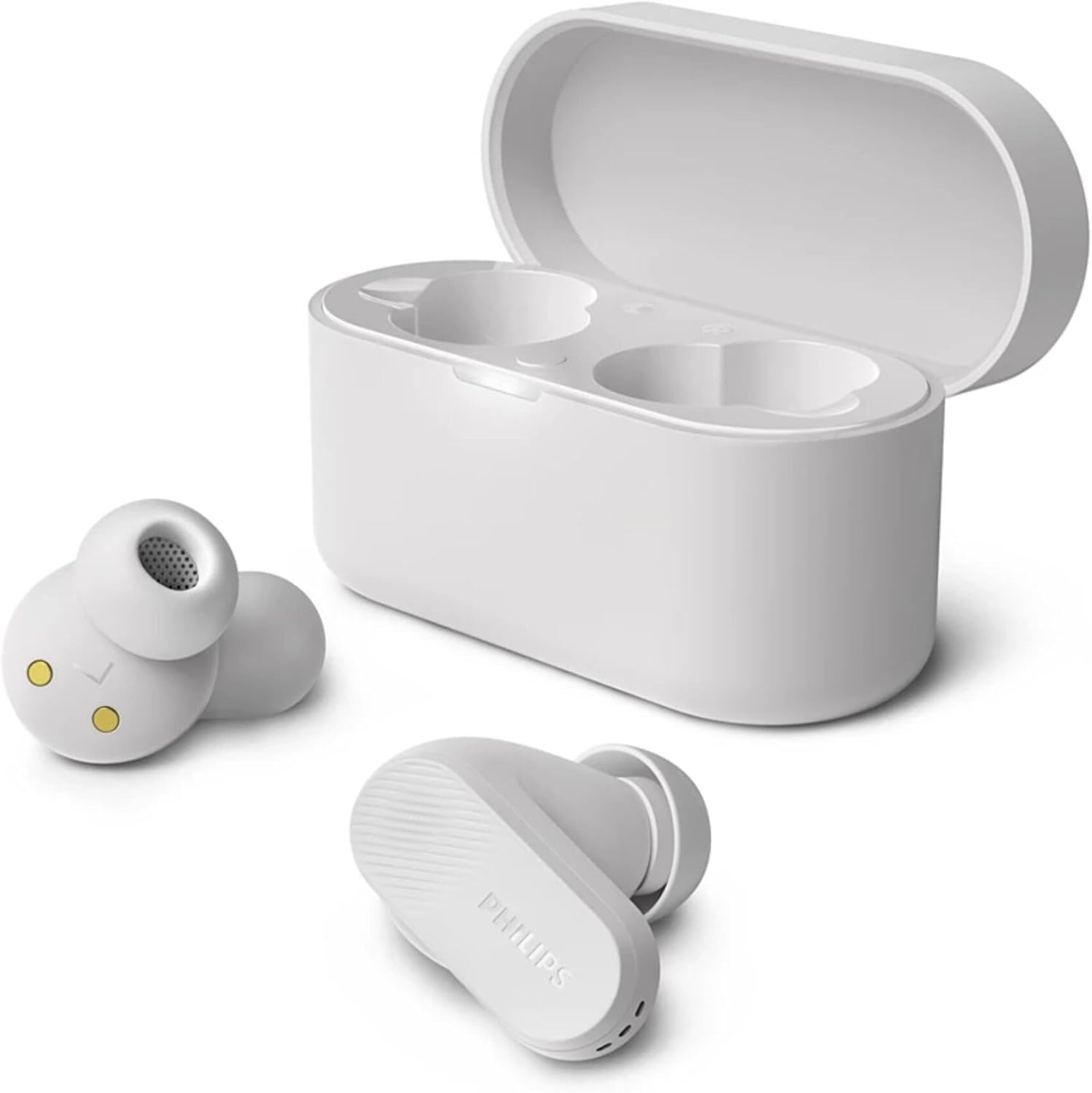 PHILIPS TAT3509WT Noise Cancelling True Wireless In-Ear Bluetooth Headphones - Small Earplugs, Natural Sound, Dynamic Bass, Pocket-Sized Charging Case, Clear Calls - White image number 2