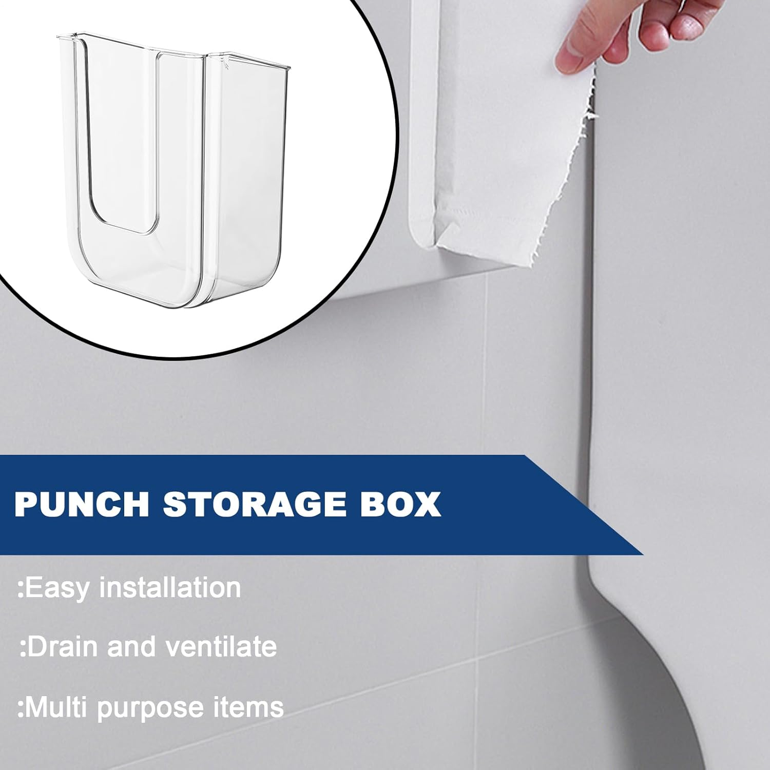 Wipe Holder for Bathroom, Wall-Mounted Tissue Dispenser, Refillable Container for Wipes, Ideal Bathroom, Kitchen, Bedroom, Family Home Organization and Convenience - White image number 4