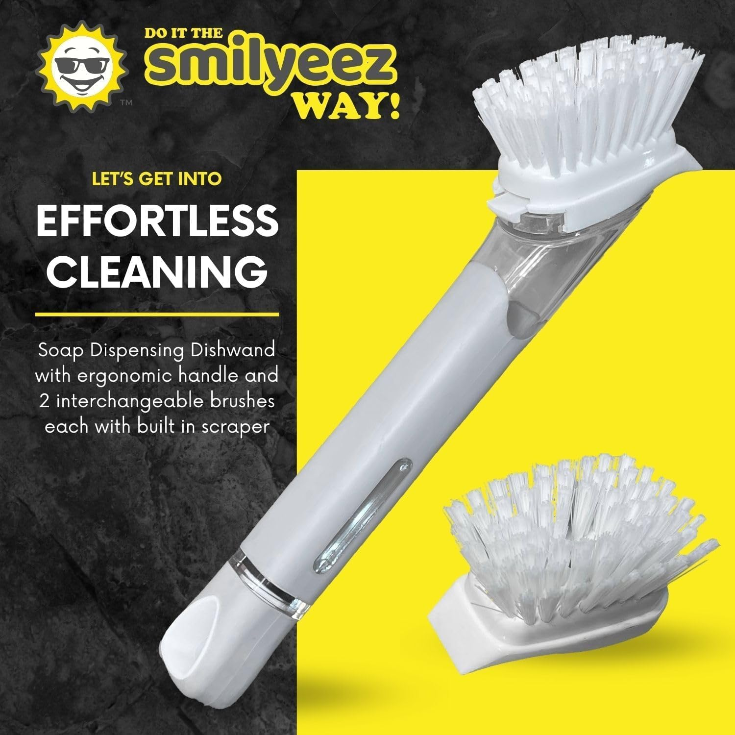 The Original Smiling Handle with Soap Dispensing by Smilyeez for the Smiling Sponge & Smilyeez Dishwand Combo (White/Grey) - Purple image number 7