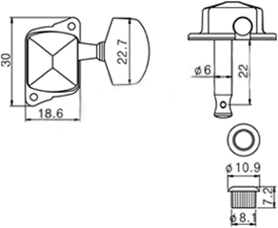 KAISH 3X3 Semi-Closed Guitar Tuning Keys Guitar Tuners Machine Heads for Acoustic or Electric Guitars Black - Chrome image number 6