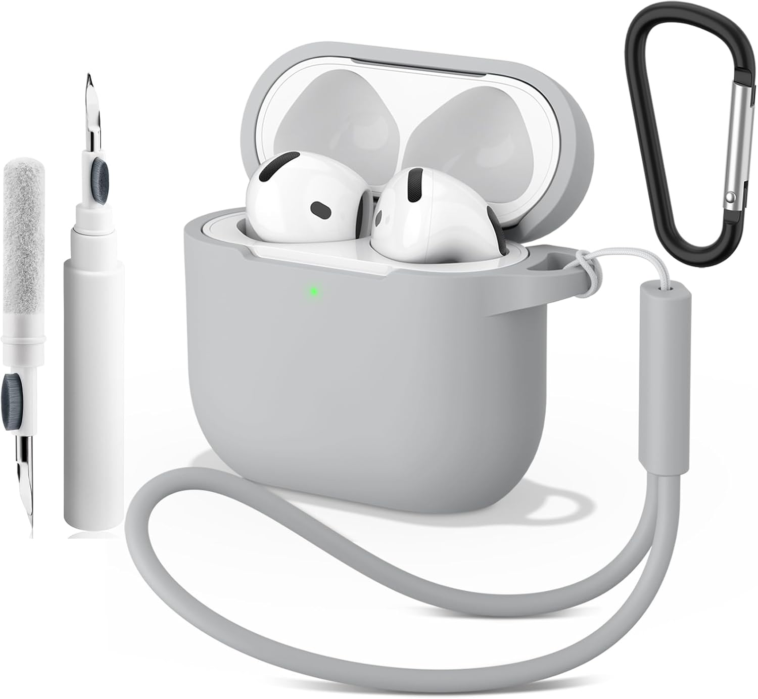 Meliya for Airpods 4 Case Cover, Soft Silicone Protective Case Compatible with Apple Airpods 4Th Generation Case for Women Men, Full Protection Airpod 4 Cover with Cleaner Kit, Keychain