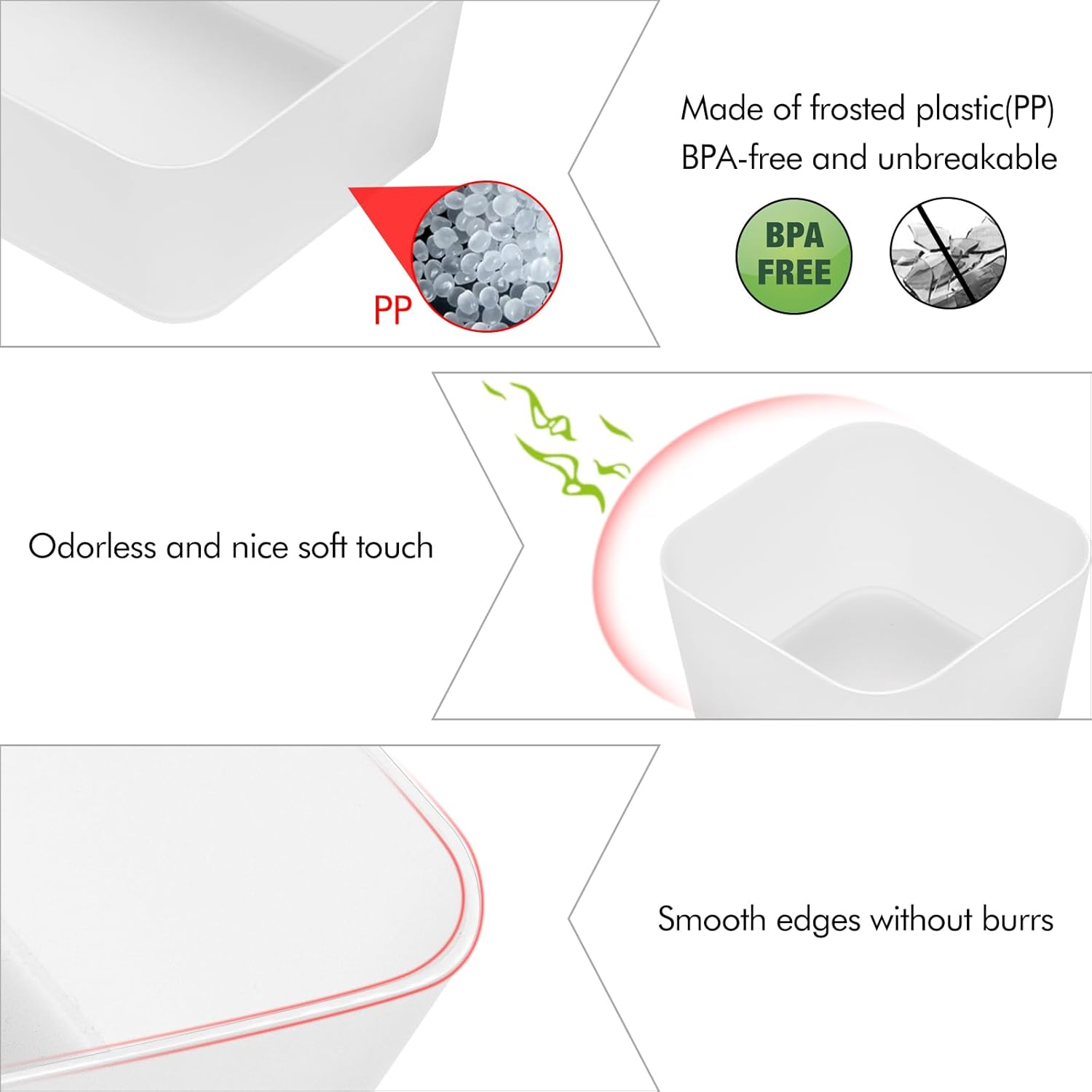 Poeland 20 Pcs Drawer Organizer Tray Storage Box for Bedroom Dresser Bathroom Kitchen, Frosted image number 2