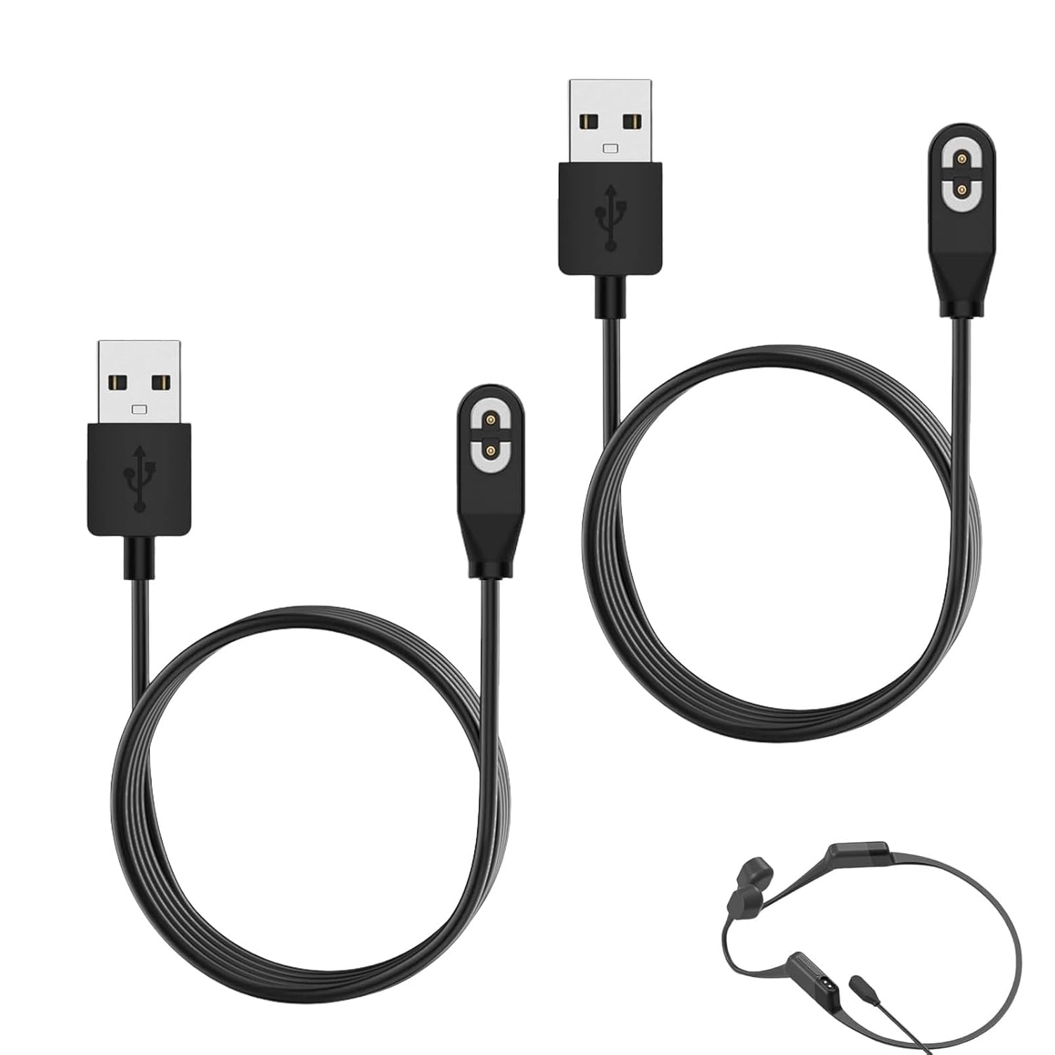 Cable for Shokz Openrun, 2Pcs Cord for Shokz Charger, USB Charger Compatible for Aeropex AS800, Shokz Openrun Pro, Openrun, Openrun Mini, Opencomm Bone Conduction Headphones, Magnetic Charging Cable
