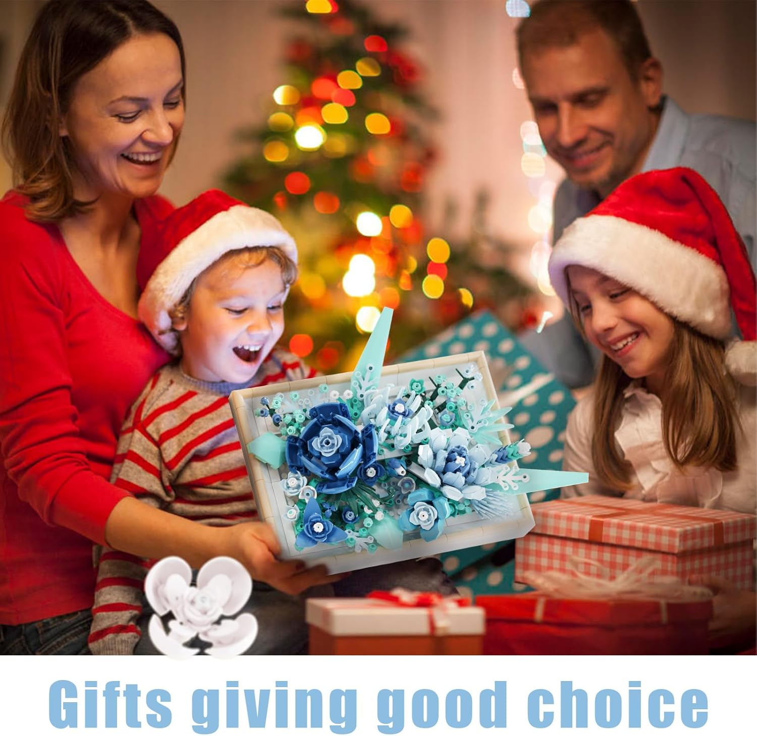 Flowers Building Block Set Compatible with , DIY Blue Roses Picture Frame, Home Office Decor, Wall Art Botanical Collection Gifts for Adults Teens Age 8+(728 Pcs) image number 6