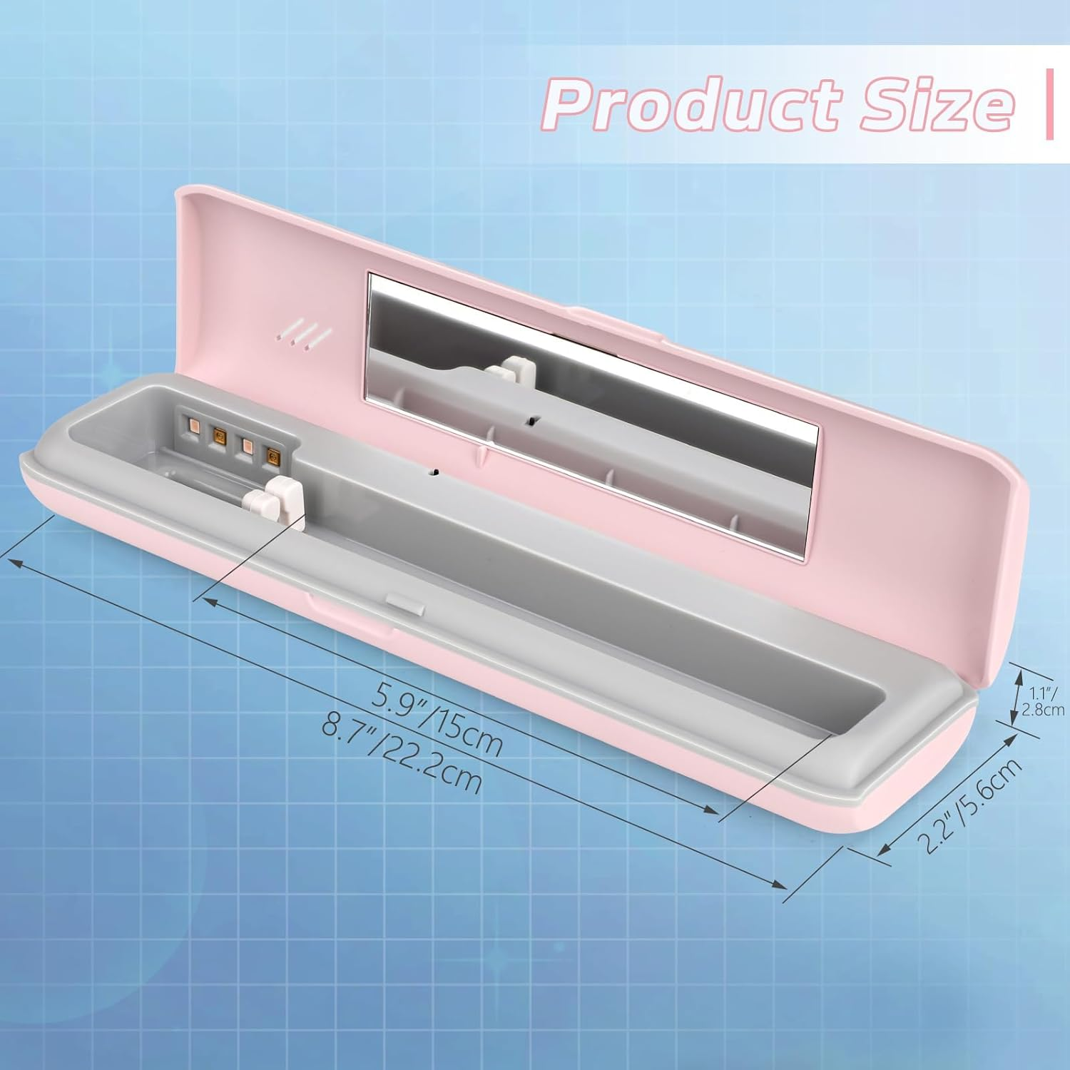 Portable UV Toothbrush Sanitizer Case - Travel Toothbrush Covers with Holder - Cleaner Case for Electric and Manual Brush Heads with UV Light & Auto Shut off Timer image number 1