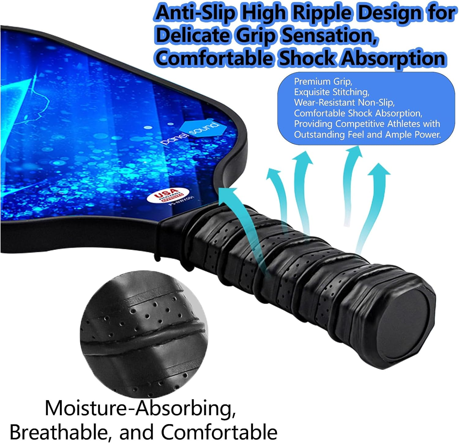 Pickleball Paddles Set, Lightweight Pickleball Rackets, Honeycomb Core Carbon Fiber Surface, Comfort Grip, 2 Pack Lightweight Racquets with 4 Pickle Balls 1 Bag image number 5