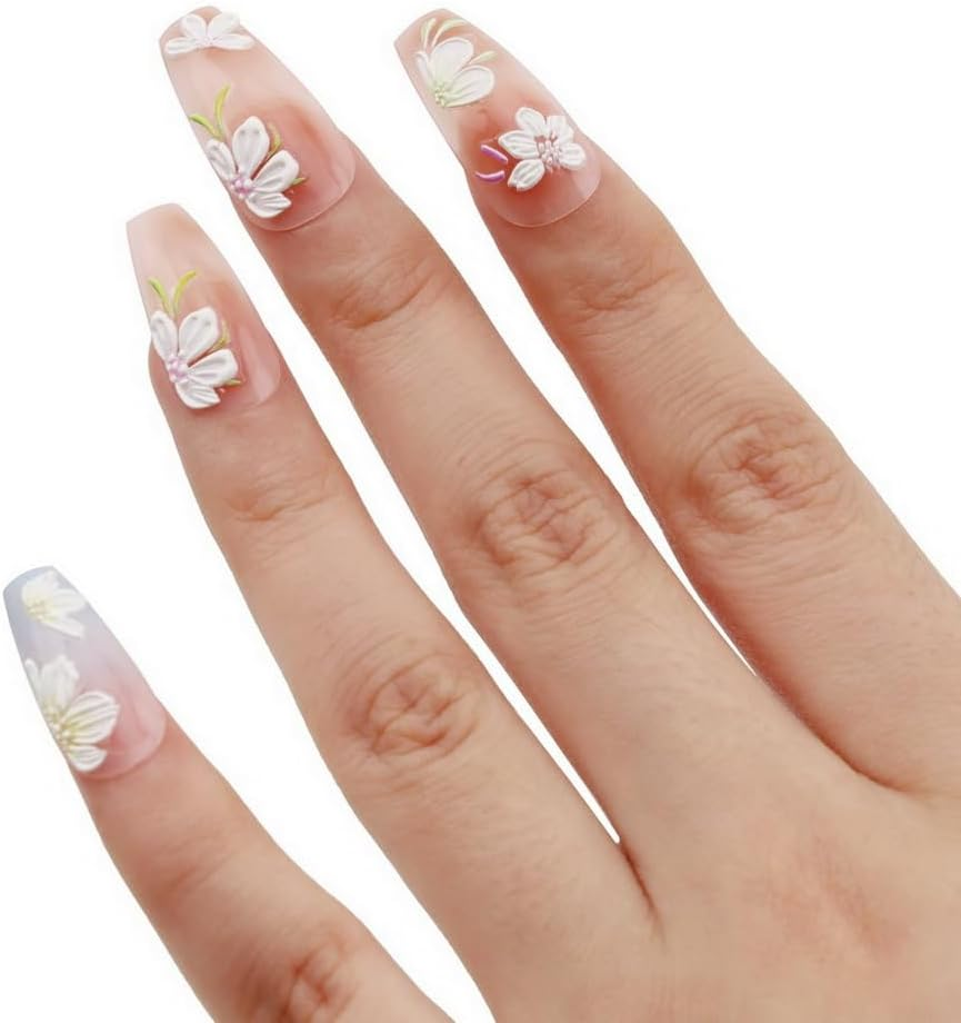 Woration Nail Art Decorations Accessories Supplies Stickers Self-Adhesive Nail Decals 5D Stereoscopic Embossed Flower Leaf Carving Design for Women Girls DIY Craft image number 4