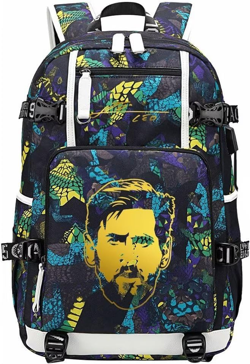 YUNZYUN Soccer Player M-Essi Multifunction Backpack Travel Laptop Fans Multicolour Bag for Men Women