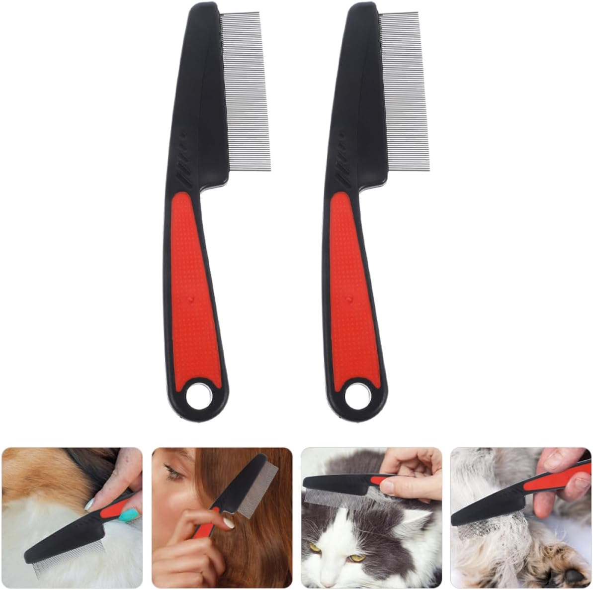 FRCOLOR 2Pcs Professional Fine Hair Combs for Men Women Dandruff Comb for Scalp Pet Hair Removal image number 2