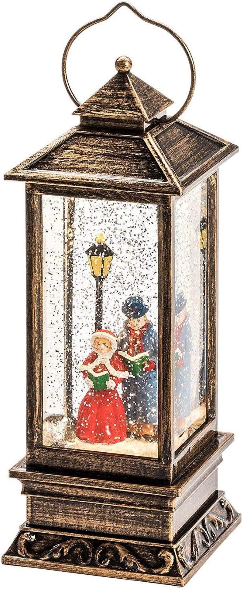 Konstsmide 4365-200 LED Snow Globe Lantern Snowman Family Scene, Water Filled/Water Spinner/Indoor (IP20) with 5 Hour Timer/Battery Operated: 3Xc 1.5V (Excl.)/Christmas Lantern 1 Warm White Diodes